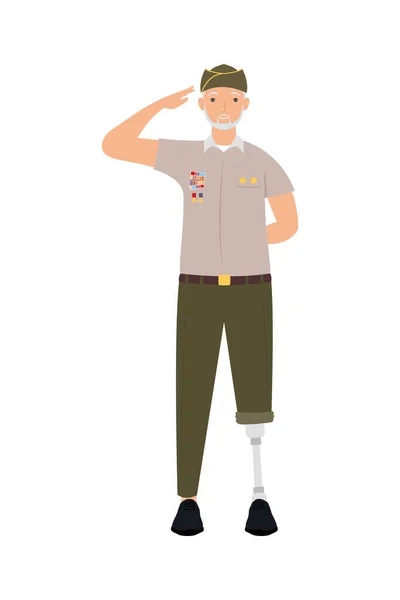 Veteran man med protes ben — Stock vektor