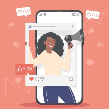 Akıllı telefonun içindeki kadın.