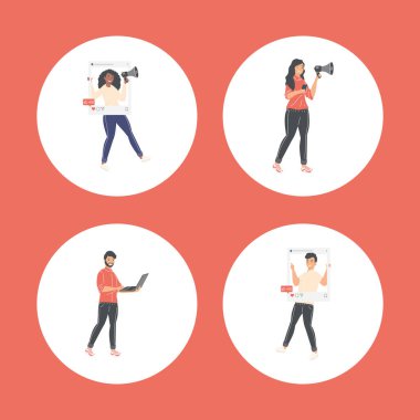 Sosyal medya simgeleri olan insanlar