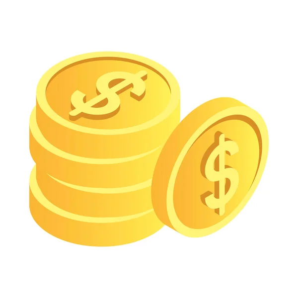 Isometric coins icons — Stock Vector