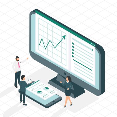 İş adamları akıllı telefon ve bilgisayar