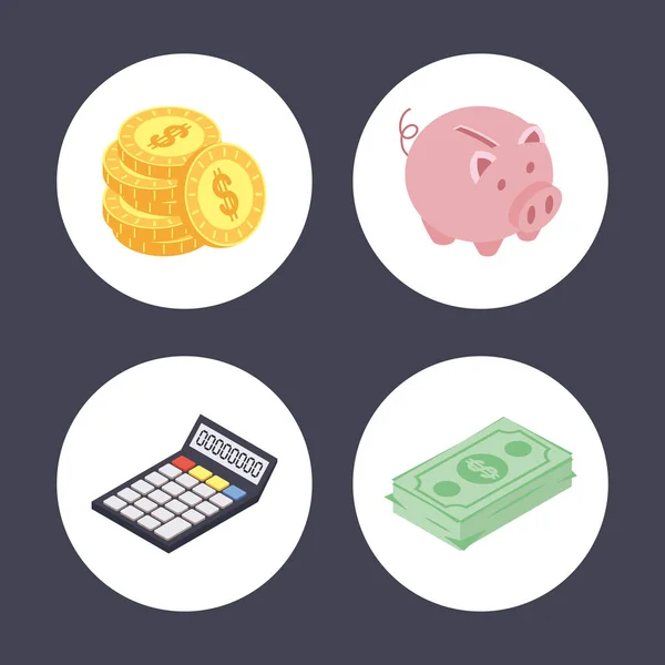 Geld pictogram ingesteld — Stockvector