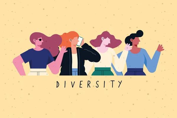 Diversité filles design — Image vectorielle