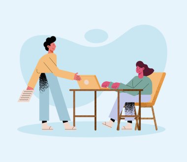 Dizüstü bilgisayarlı kadın ve erkek