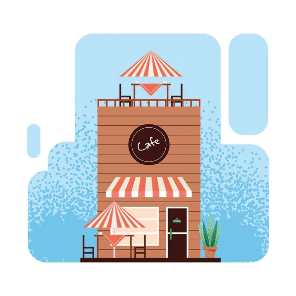 Cafetería con terraza — Vector de stock