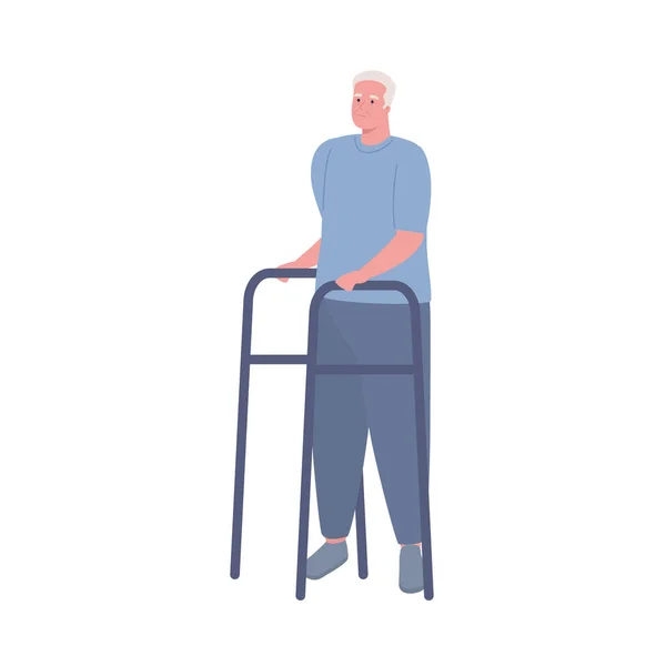 Viejo usando Walker — Vector de stock