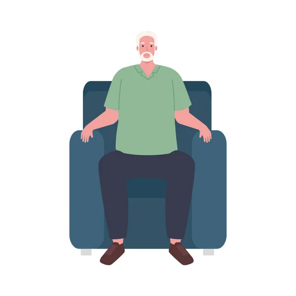 Дедушка, сидящий на диване — стоковый вектор