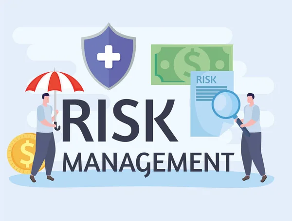 Risk management lettering and businessmen — Stock Vector