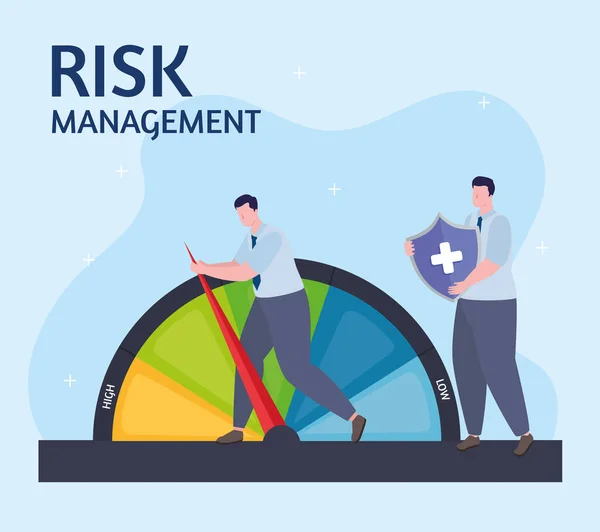 Two businessmen risk management — Stock Vector