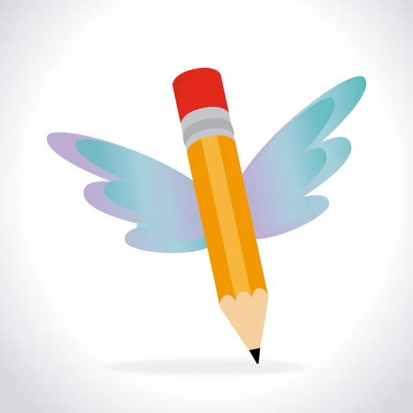 Pencil with wings — Stock Vector