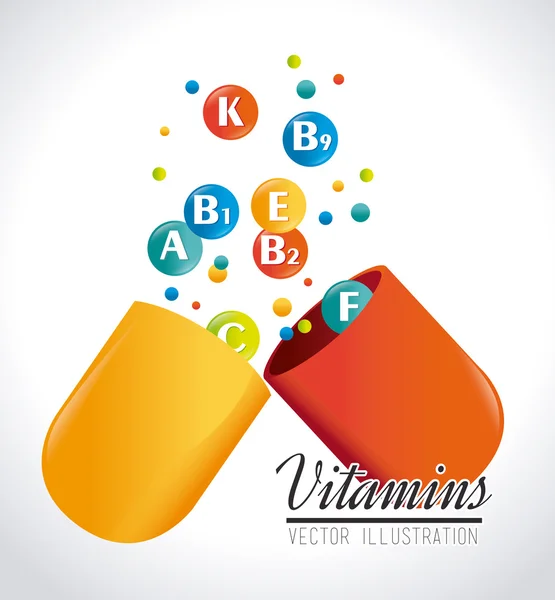 Diseño de vitaminas — Vector de stock