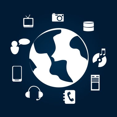 Teknoloji tasarım üzerinde mavi arka plan vektör illustratio