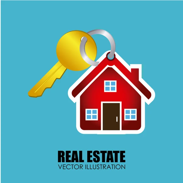 Design imobiliar peste albastru fundal vector ilustrare — Vector de stoc