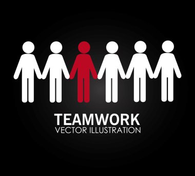 Ekip çalışması tasarımı üzerinde siyah backgroundvector illüstrasyon
