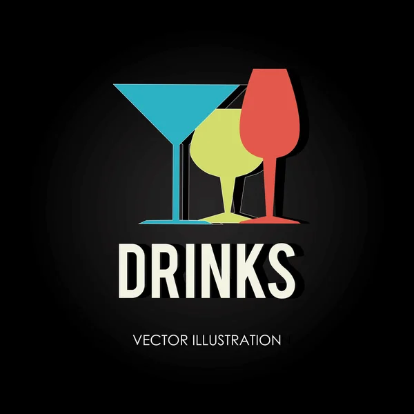 Σχεδιασμός ποτό πάνω από το μαύρο φόντο εικονογράφηση φορέας — Διανυσματικό Αρχείο