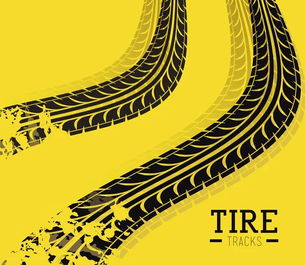 Desenho de pneu sobre fundo amarelo ilustração vetorial — Vetor de Stock