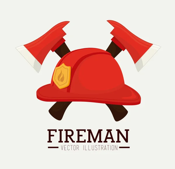 Design Firefigther peste alb fundal vector ilustrare — Vector de stoc