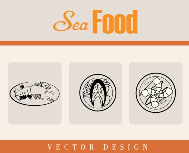 Deniz ürünleri tasarım, vektör çizim.