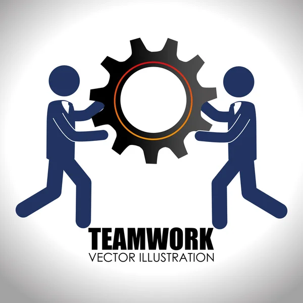 Diseño de trabajo en equipo sobre fondo blancovector ilustración — Vector de stock
