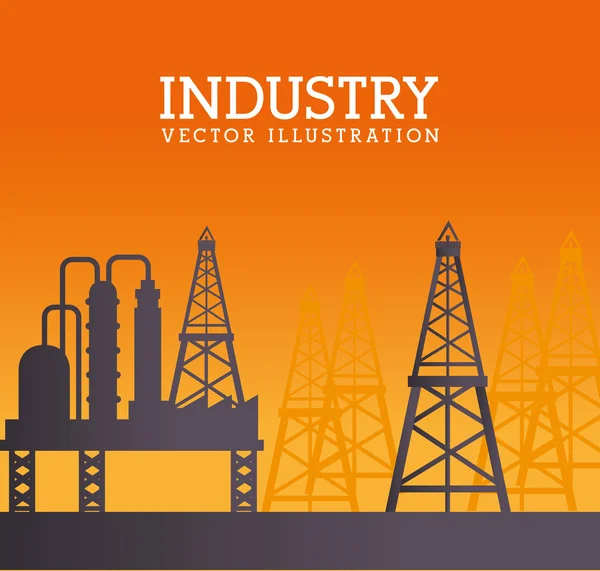 Disegno dell'industria su sfondo arancione illustrazione vettoriale — Vettoriale Stock