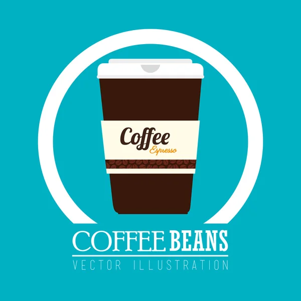 Disegno del caffè su sfondo blu vettoriale illustrazione — Vettoriale Stock