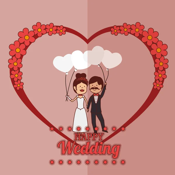 Disegno di nozze su sfondo rosa vettoriale illustrazione — Vettoriale Stock