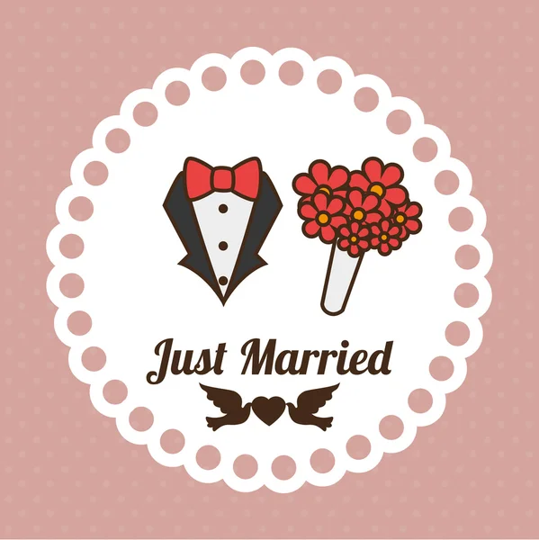 Design de casamento sobre rosa fundo vetor ilustração — Vetor de Stock