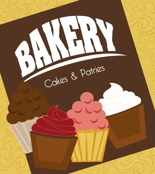 Dessin de boulangerie sur fond jaune illustration vectorielle — Image vectorielle