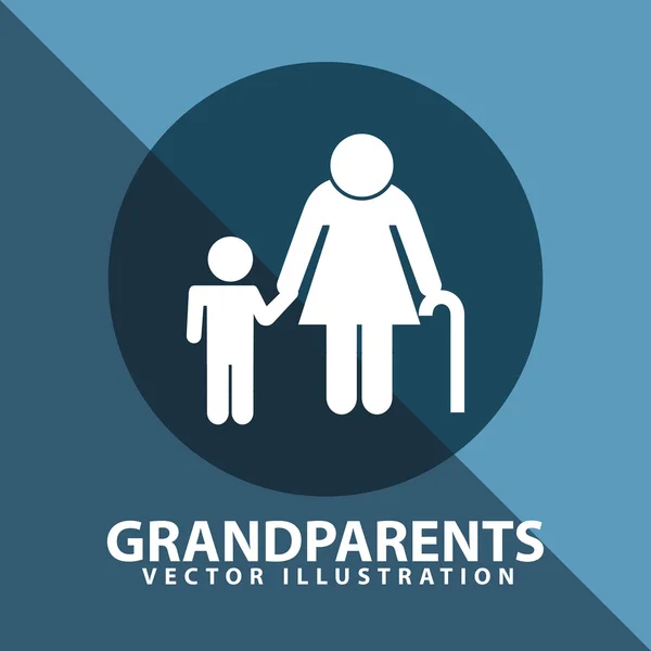 Far-och morföräldrar silhuetter — Stock vektor