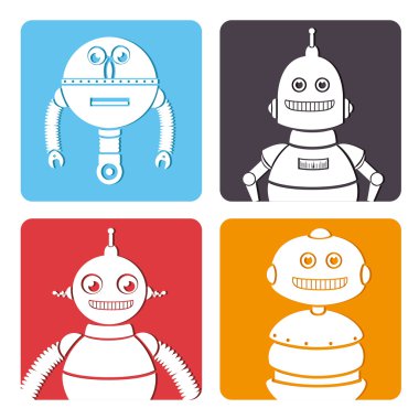 Robot tasarımı üzerinde beyaz arka plan vektör çizim