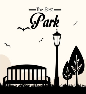 Beyaz arka plan vektör çizim üzerinde park tasarım