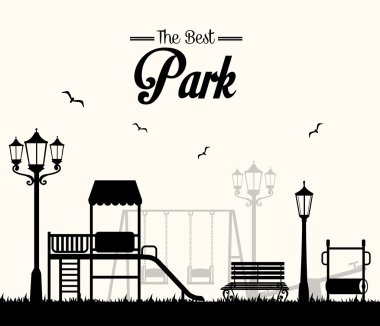 Beyaz arka plan vektör çizim üzerinde park tasarım