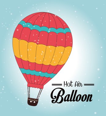 Hava balonu üzerinde mavi arka plan vektör çizim