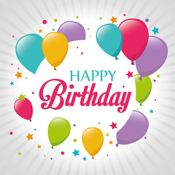 С днем рождения, векторная иллюстрация.