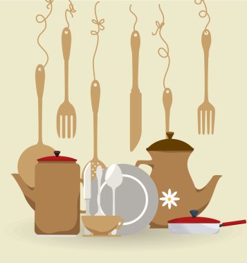 Restoran tasarımı, vektör çizim.