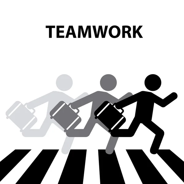 Teamwork crosswalk — Stock Vector