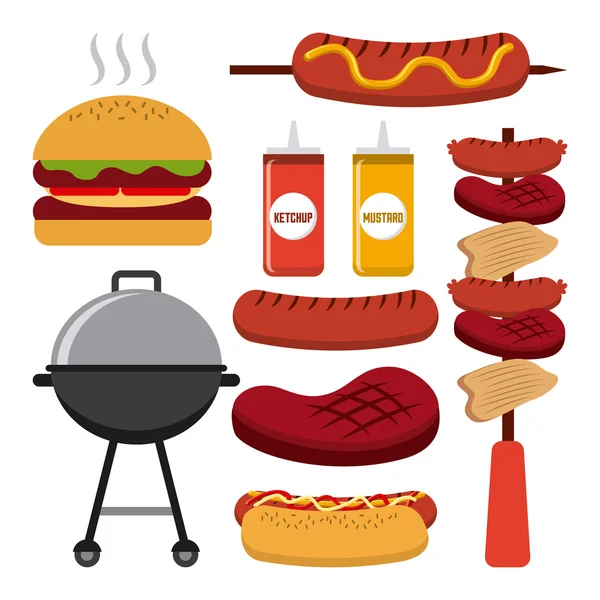 Barbacoa comida — Vector de stock