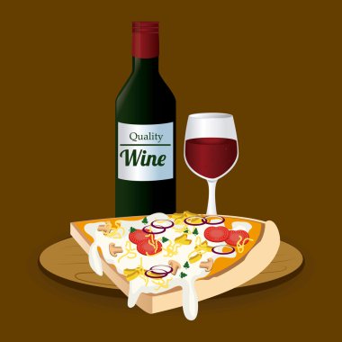 Pizza tasarım, vektör çizim.