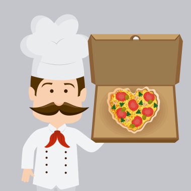 Pizza tasarım, vektör çizim.