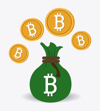 Bitcoin tasarım, vektör çizim.