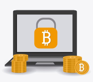 Bitcoin tasarım, vektör çizim.