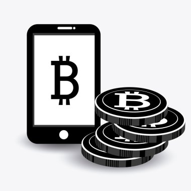 Bitcoin tasarım, vektör çizim.