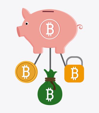 Bitcoin tasarım, vektör çizim.