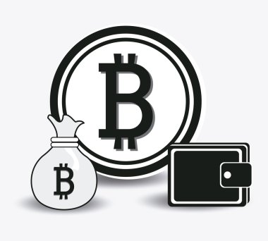 Bitcoin tasarım, vektör çizim.