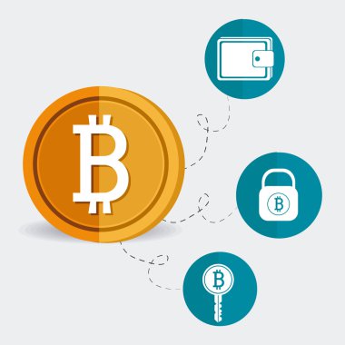 Bitcoin tasarım, vektör çizim.