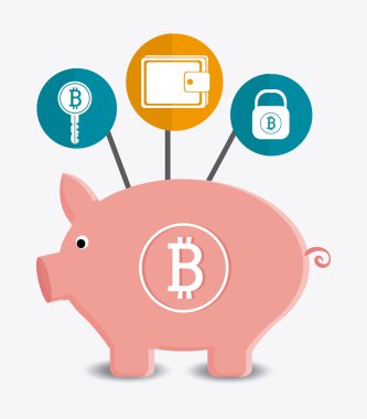 Bitcoin tasarım, vektör çizim.