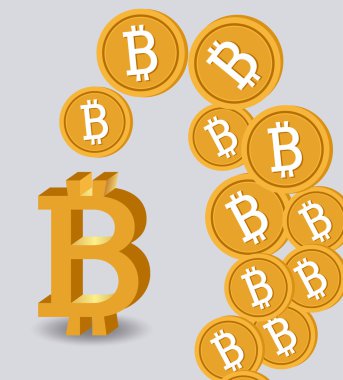 Bitcoin tasarım, vektör çizim.