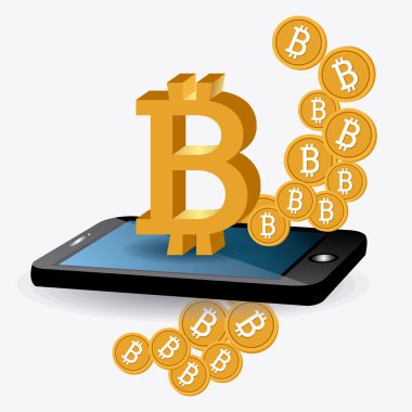 Bitcoin tasarım, vektör çizim.