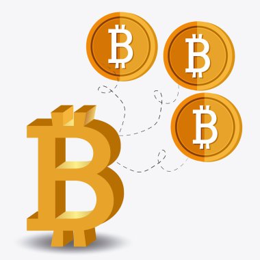 Bitcoin tasarım, vektör çizim.
