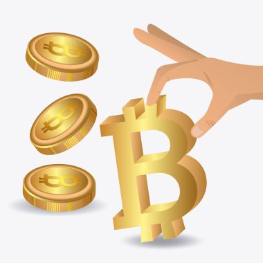 Bitcoin tasarım, vektör çizim.